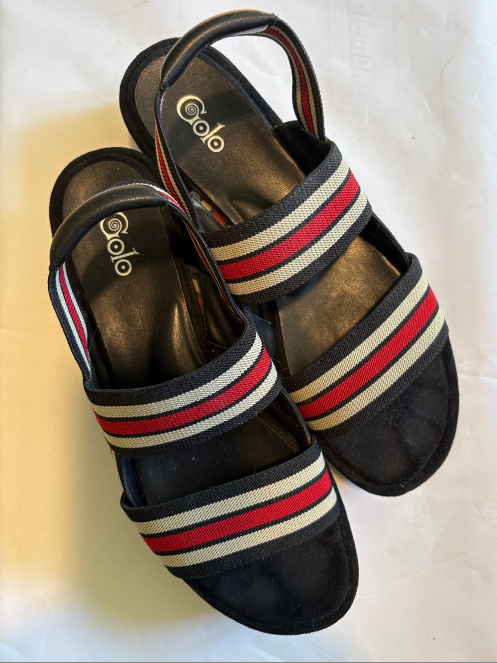 Summer fun Golo Women's Black Sandals with Red & Gray Stripes